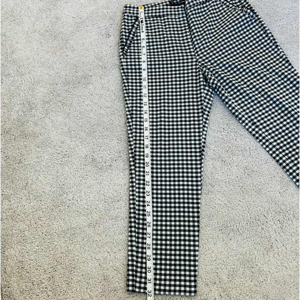 Zara Women’s Black White Gingham Ankle Cropped Pants Ruffle Trim Size M - Picture 10 of 14